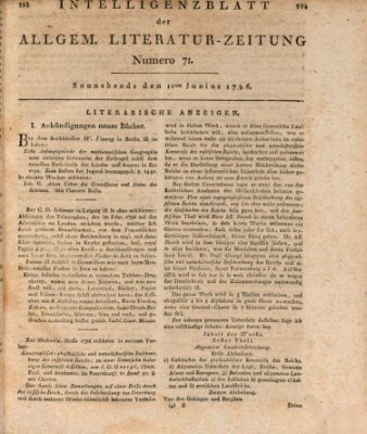 Allgemeine Literatur-Zeitung (Literarisches Zentralblatt für Deutschland) Samstag 11. Juni 1796