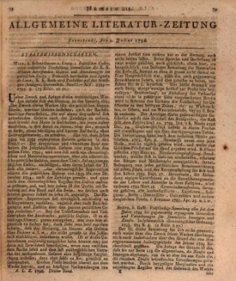 Allgemeine Literatur-Zeitung (Literarisches Zentralblatt für Deutschland) Samstag 9. Juli 1796