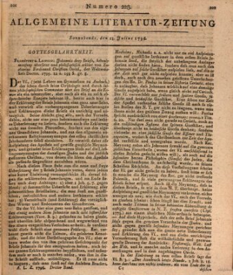 Allgemeine Literatur-Zeitung (Literarisches Zentralblatt für Deutschland) Samstag 23. Juli 1796