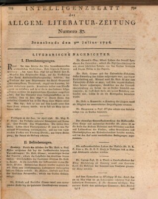 Allgemeine Literatur-Zeitung (Literarisches Zentralblatt für Deutschland) Samstag 9. Juli 1796