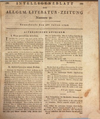 Allgemeine Literatur-Zeitung (Literarisches Zentralblatt für Deutschland) Samstag 16. Juli 1796