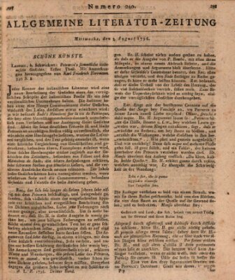 Allgemeine Literatur-Zeitung (Literarisches Zentralblatt für Deutschland) Mittwoch 3. August 1796