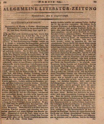 Allgemeine Literatur-Zeitung (Literarisches Zentralblatt für Deutschland) Samstag 6. August 1796