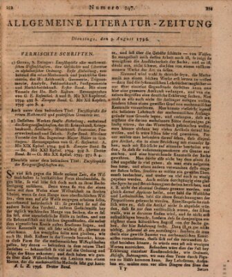 Allgemeine Literatur-Zeitung (Literarisches Zentralblatt für Deutschland) Dienstag 9. August 1796