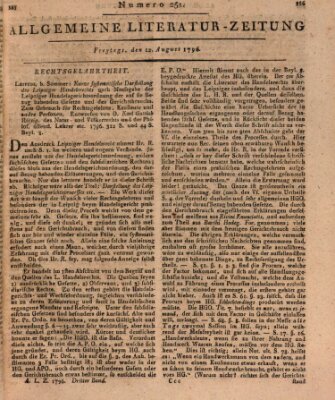 Allgemeine Literatur-Zeitung (Literarisches Zentralblatt für Deutschland) Freitag 12. August 1796