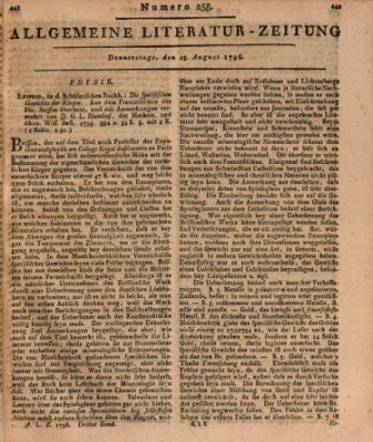 Allgemeine Literatur-Zeitung (Literarisches Zentralblatt für Deutschland) Donnerstag 18. August 1796