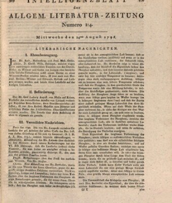 Allgemeine Literatur-Zeitung (Literarisches Zentralblatt für Deutschland) Mittwoch 24. August 1796