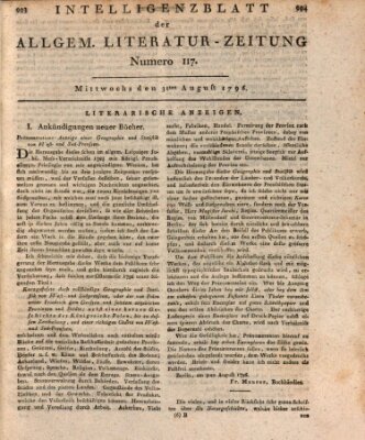 Allgemeine Literatur-Zeitung (Literarisches Zentralblatt für Deutschland) Mittwoch 31. August 1796