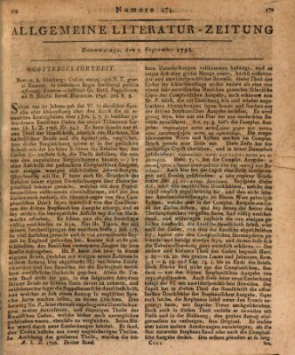 Allgemeine Literatur-Zeitung (Literarisches Zentralblatt für Deutschland) Donnerstag 1. September 1796