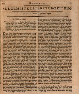 Allgemeine Literatur-Zeitung (Literarisches Zentralblatt für Deutschland) Dienstag 6. September 1796