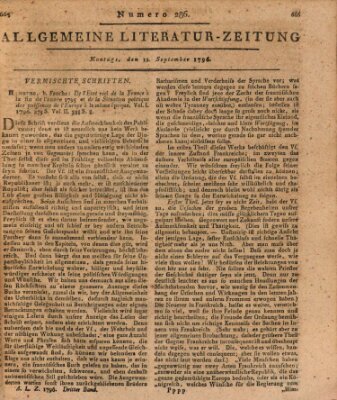 Allgemeine Literatur-Zeitung (Literarisches Zentralblatt für Deutschland) Montag 12. September 1796