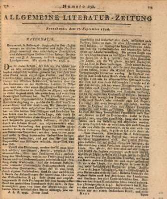 Allgemeine Literatur-Zeitung (Literarisches Zentralblatt für Deutschland) Samstag 17. September 1796