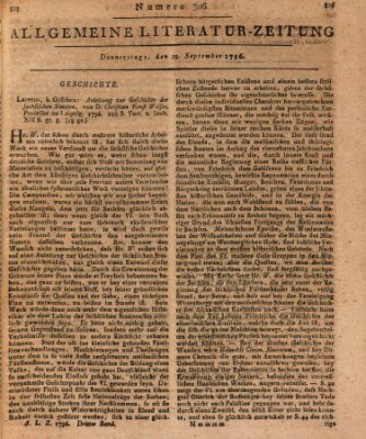 Allgemeine Literatur-Zeitung (Literarisches Zentralblatt für Deutschland) Donnerstag 29. September 1796