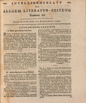 Allgemeine Literatur-Zeitung (Literarisches Zentralblatt für Deutschland) Samstag 17. September 1796