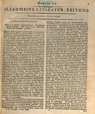 Allgemeine Literatur-Zeitung (Literarisches Zentralblatt für Deutschland) Samstag 1. Oktober 1796