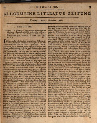 Allgemeine Literatur-Zeitung (Literarisches Zentralblatt für Deutschland) Montag 3. Oktober 1796