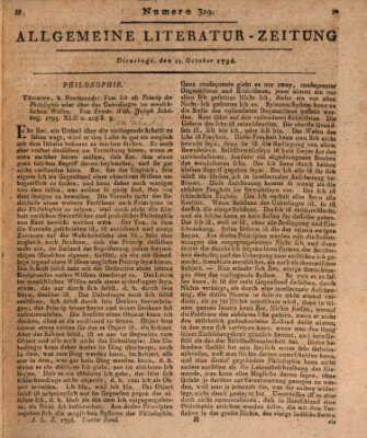 Allgemeine Literatur-Zeitung (Literarisches Zentralblatt für Deutschland) Dienstag 11. Oktober 1796