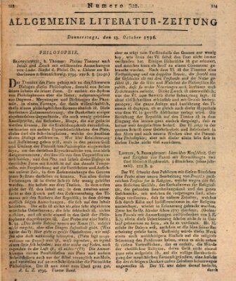 Allgemeine Literatur-Zeitung (Literarisches Zentralblatt für Deutschland) Donnerstag 13. Oktober 1796