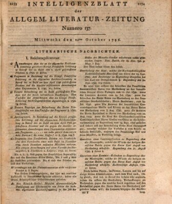 Allgemeine Literatur-Zeitung (Literarisches Zentralblatt für Deutschland) Mittwoch 12. Oktober 1796