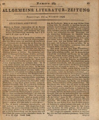 Allgemeine Literatur-Zeitung (Literarisches Zentralblatt für Deutschland) Donnerstag 24. November 1796