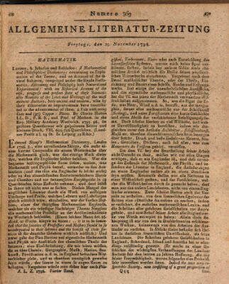 Allgemeine Literatur-Zeitung (Literarisches Zentralblatt für Deutschland) Freitag 25. November 1796