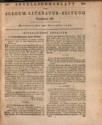 Allgemeine Literatur-Zeitung (Literarisches Zentralblatt für Deutschland) Mittwoch 23. November 1796