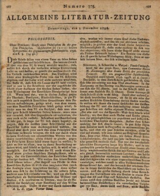 Allgemeine Literatur-Zeitung (Literarisches Zentralblatt für Deutschland) Donnerstag 1. Dezember 1796