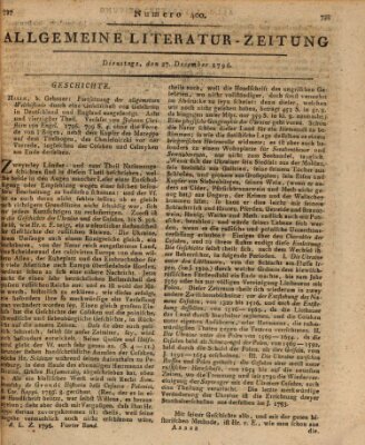 Allgemeine Literatur-Zeitung (Literarisches Zentralblatt für Deutschland) Dienstag 27. Dezember 1796