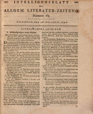 Allgemeine Literatur-Zeitung (Literarisches Zentralblatt für Deutschland) Samstag 10. Dezember 1796