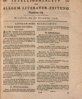 Allgemeine Literatur-Zeitung (Literarisches Zentralblatt für Deutschland) Mittwoch 21. Dezember 1796