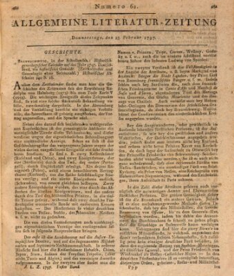 Allgemeine Literatur-Zeitung (Literarisches Zentralblatt für Deutschland) Donnerstag 23. Februar 1797