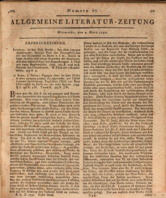 Allgemeine Literatur-Zeitung (Literarisches Zentralblatt für Deutschland) Mittwoch 1. März 1797