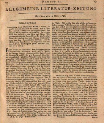 Allgemeine Literatur-Zeitung (Literarisches Zentralblatt für Deutschland) Montag 13. März 1797