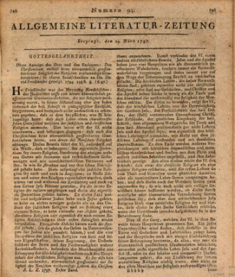 Allgemeine Literatur-Zeitung (Literarisches Zentralblatt für Deutschland) Freitag 24. März 1797