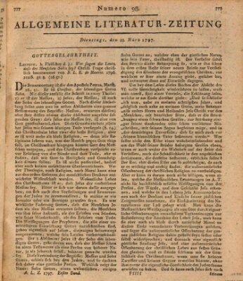 Allgemeine Literatur-Zeitung (Literarisches Zentralblatt für Deutschland) Dienstag 28. März 1797