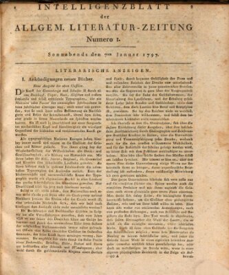 Allgemeine Literatur-Zeitung (Literarisches Zentralblatt für Deutschland) Samstag 7. Januar 1797