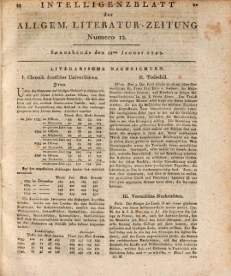 Allgemeine Literatur-Zeitung (Literarisches Zentralblatt für Deutschland) Samstag 28. Januar 1797