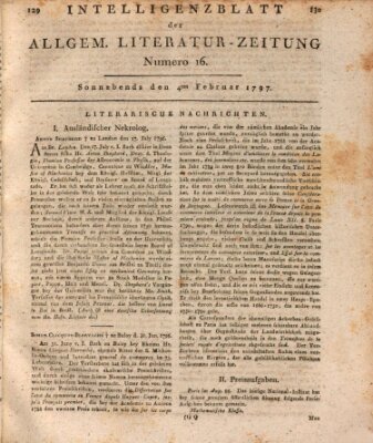 Allgemeine Literatur-Zeitung (Literarisches Zentralblatt für Deutschland) Samstag 4. Februar 1797