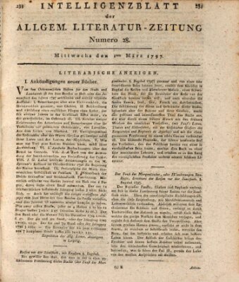 Allgemeine Literatur-Zeitung (Literarisches Zentralblatt für Deutschland) Mittwoch 1. März 1797