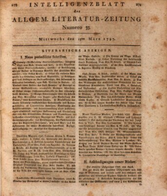 Allgemeine Literatur-Zeitung (Literarisches Zentralblatt für Deutschland) Mittwoch 15. März 1797