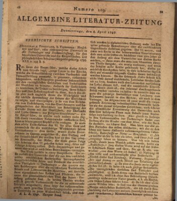 Allgemeine Literatur-Zeitung (Literarisches Zentralblatt für Deutschland) Donnerstag 6. April 1797