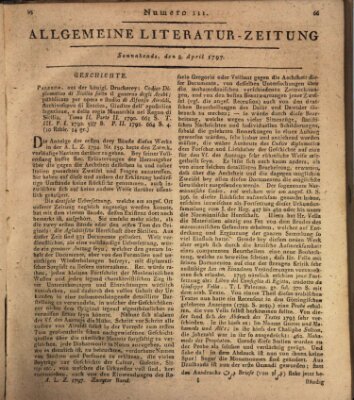 Allgemeine Literatur-Zeitung (Literarisches Zentralblatt für Deutschland) Samstag 8. April 1797