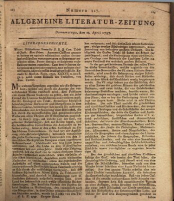 Allgemeine Literatur-Zeitung (Literarisches Zentralblatt für Deutschland) Donnerstag 13. April 1797