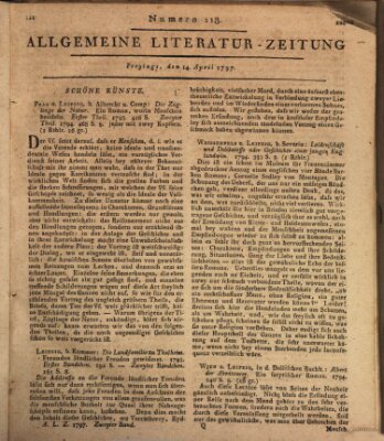 Allgemeine Literatur-Zeitung (Literarisches Zentralblatt für Deutschland) Freitag 14. April 1797