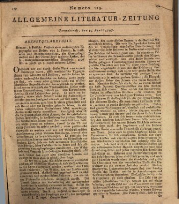 Allgemeine Literatur-Zeitung (Literarisches Zentralblatt für Deutschland) Samstag 15. April 1797