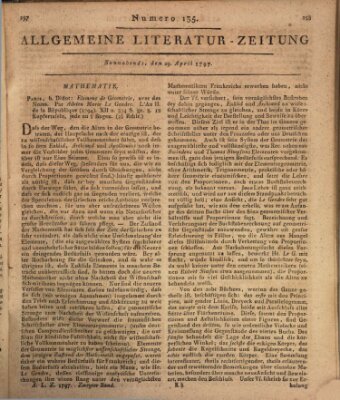 Allgemeine Literatur-Zeitung (Literarisches Zentralblatt für Deutschland) Samstag 29. April 1797