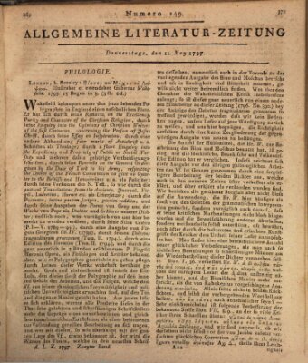 Allgemeine Literatur-Zeitung (Literarisches Zentralblatt für Deutschland) Donnerstag 11. Mai 1797