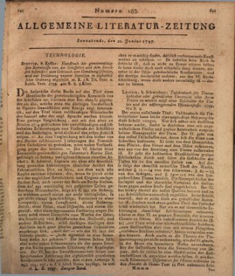 Allgemeine Literatur-Zeitung (Literarisches Zentralblatt für Deutschland) Samstag 10. Juni 1797