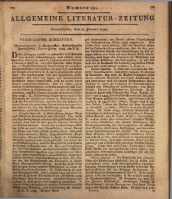 Allgemeine Literatur-Zeitung (Literarisches Zentralblatt für Deutschland) Samstag 17. Juni 1797