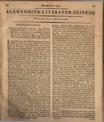 Allgemeine Literatur-Zeitung (Literarisches Zentralblatt für Deutschland) Dienstag 20. Juni 1797